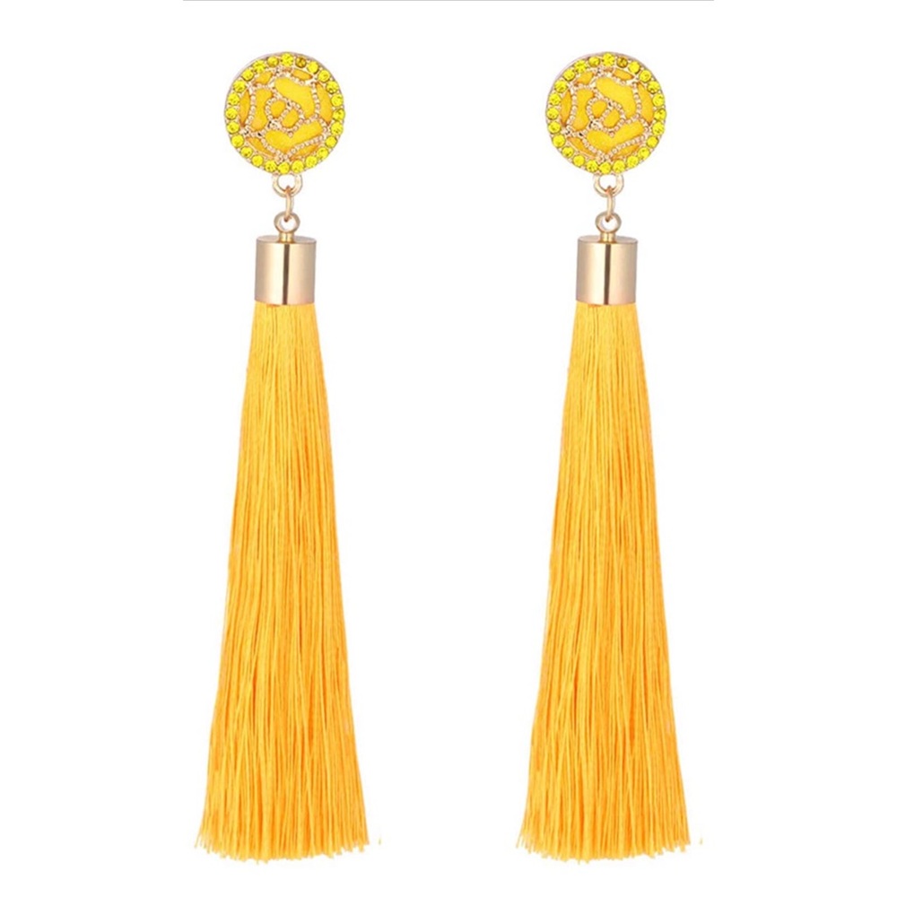 Yellow tassel earrings